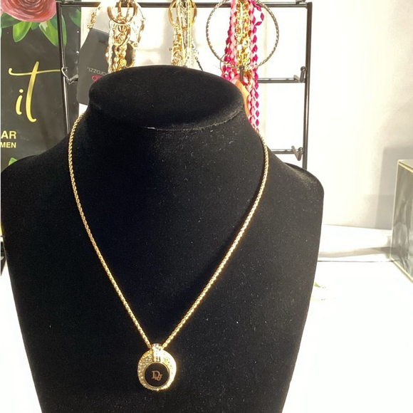 Christian Dior Vintage Enamel& Crystals Gold Plated 18in Necklace With COA - Picture 2 of 9